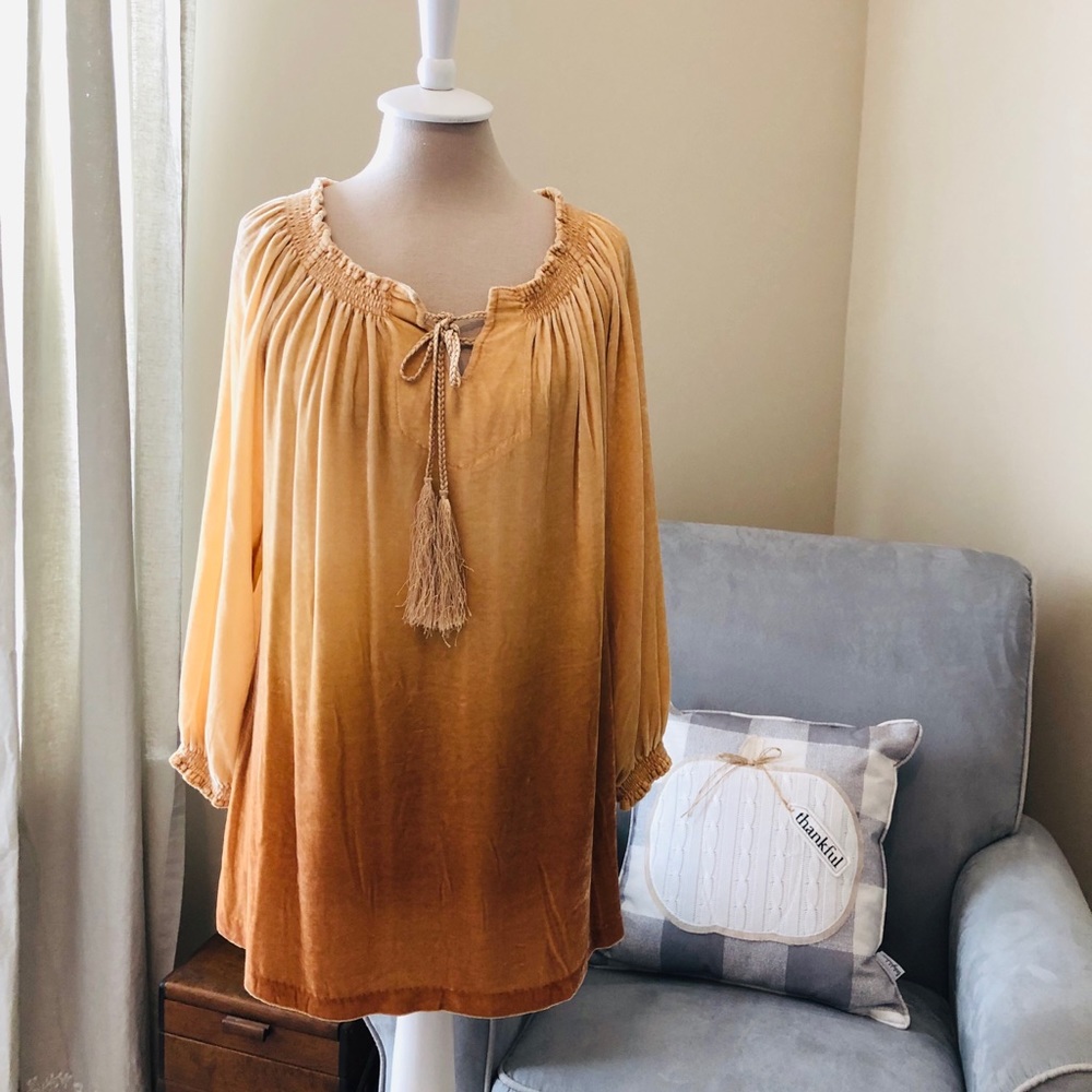 Sundance Yellow Golden Ombré Velvet Top